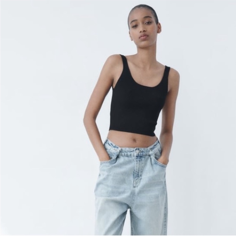 Zara Ribbed Cropped Tank Top - Picture 3 of 6